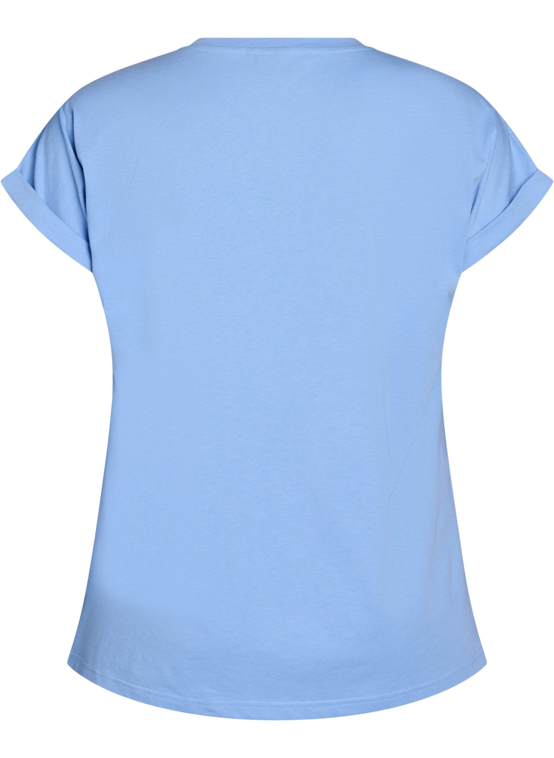 ZizziKort&auml;rmad t-shirt i bomullsblandning, Bl&aring;, Packshot image number 1