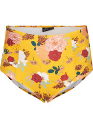 Bikiniunderdel med hög midja och blommigt tryck, Yellow Flower Print