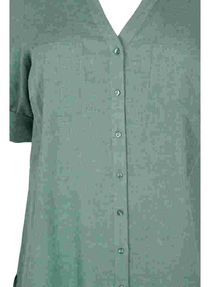 Lång skjorta med 3/4-ärmar och v-ringning, Balsam Green, Packshot image number 2