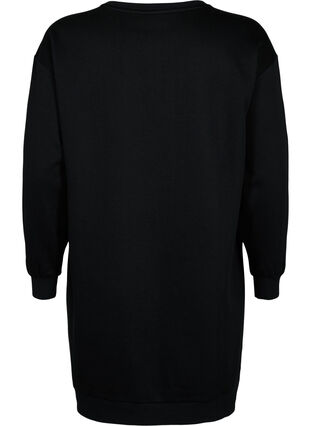 Sweatshirtklänning med broderade detaljer, Black, Packshot image number 1