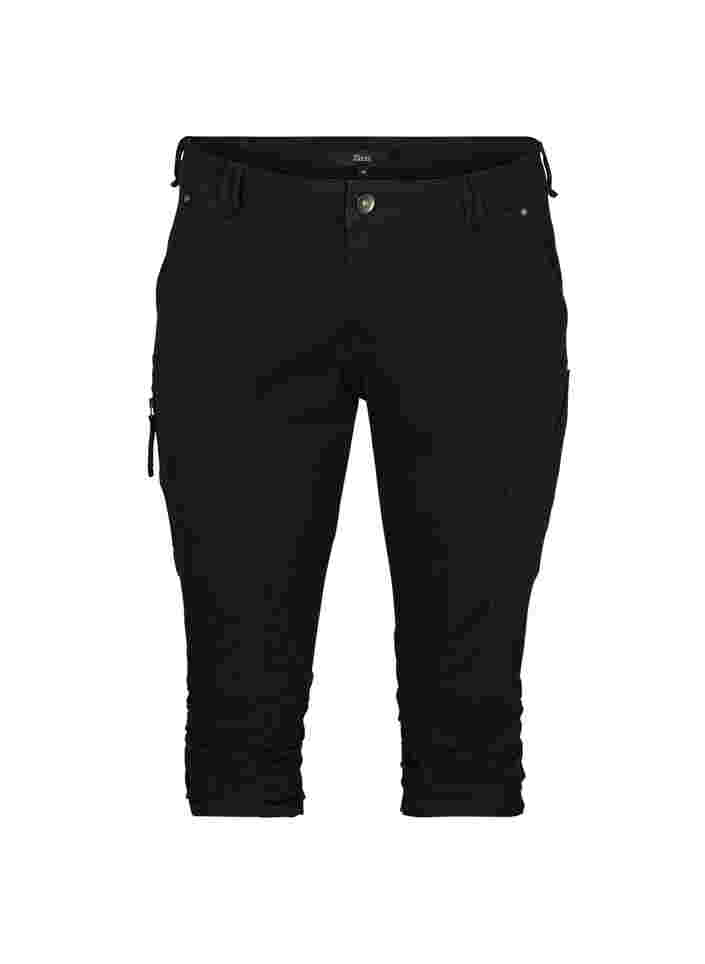 Slim fit capri-jeans med fickor, Black, Packshot image number 0