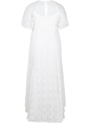 Brudklänning i spets med korta ärmar, Star White, Packshot image number 1