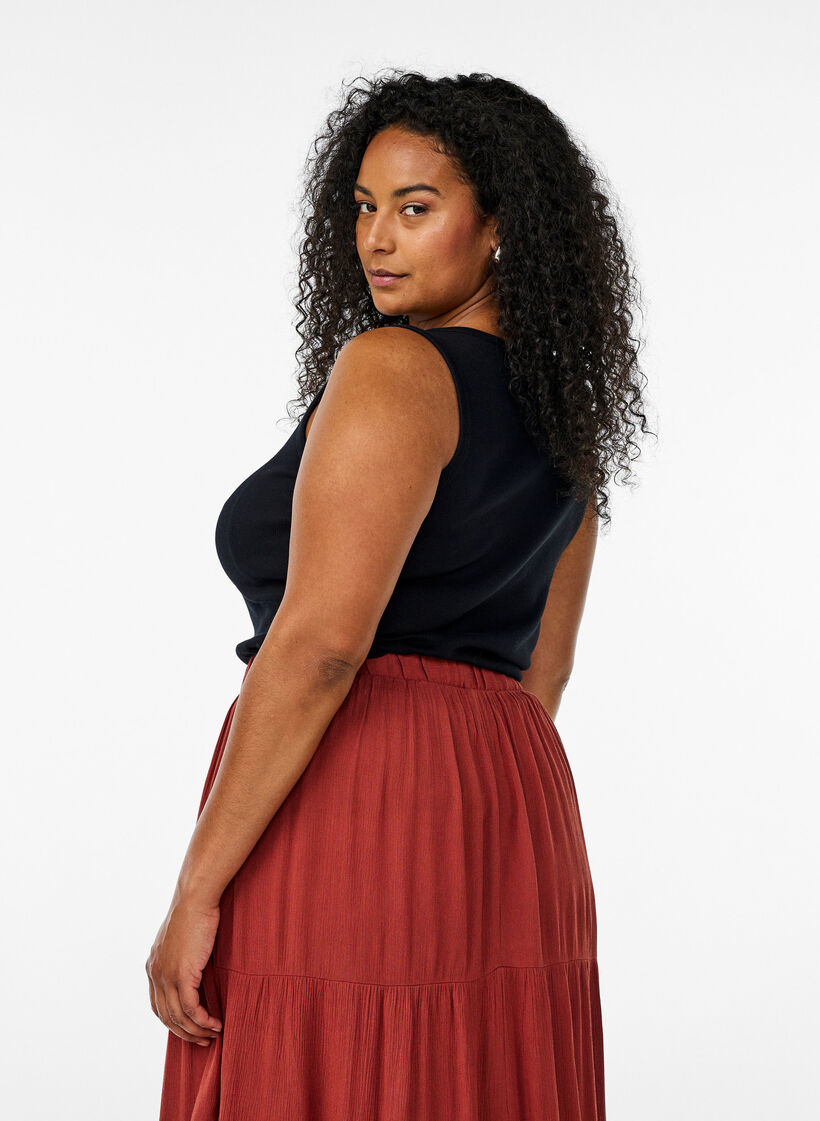 Tåtsittande topp med motiv, Svart, Model image number 2