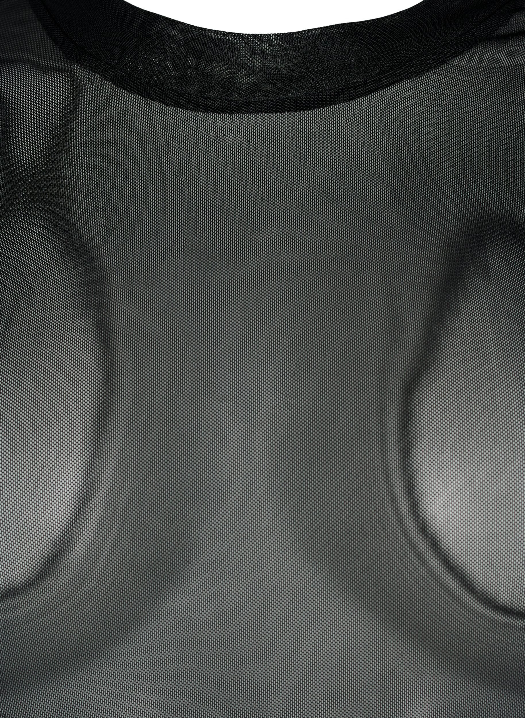 Zizzi Enf&auml;rgad meshblus, Svart, Packshot image number 2