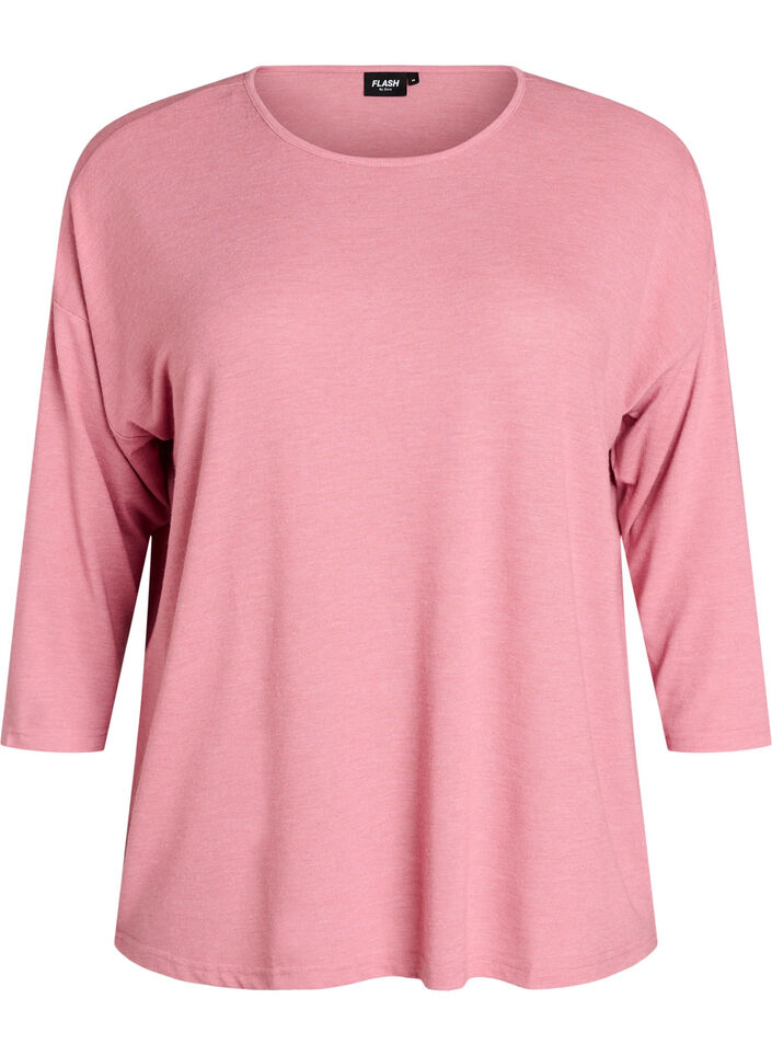 Jerseyblus med 3/4-&auml;rm, Rosa, Packshot image number 0