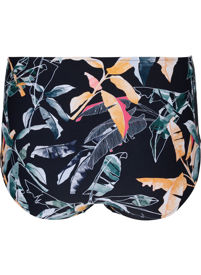 Mönstrad bikinitrosa med extra hög midja, Leaf Print, Packshot image number 1