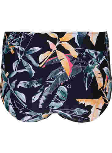 Mönstrad bikinitrosa med extra hög midja, Leaf Print, Packshot image number 1