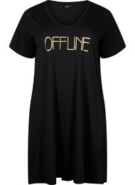 Organisk bomull nattklänning med V-hals , Black Offline