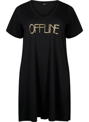 Organisk bomull nattklänning med V-hals , Black Offline, Packshot image number 0