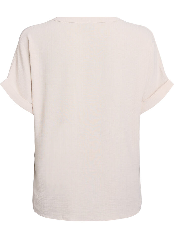 L&ouml;s blus med korta &auml;rmar, Beige, Packshot image number 1