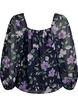 Chiffongblus med blommigt tryck och l&aring;nga &auml;rmar, Bl&aring;, Packshot image number 1