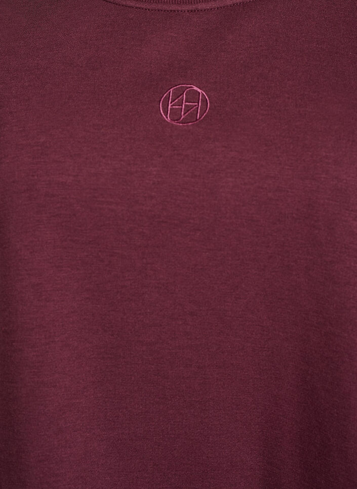 Kort sweatshirtklänning med volangdetalj, Mörk Bordeaux, Packshot image number 2