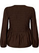 Blus med smock och l&aring;nga &auml;rmar, Brun, Packshot image number 1