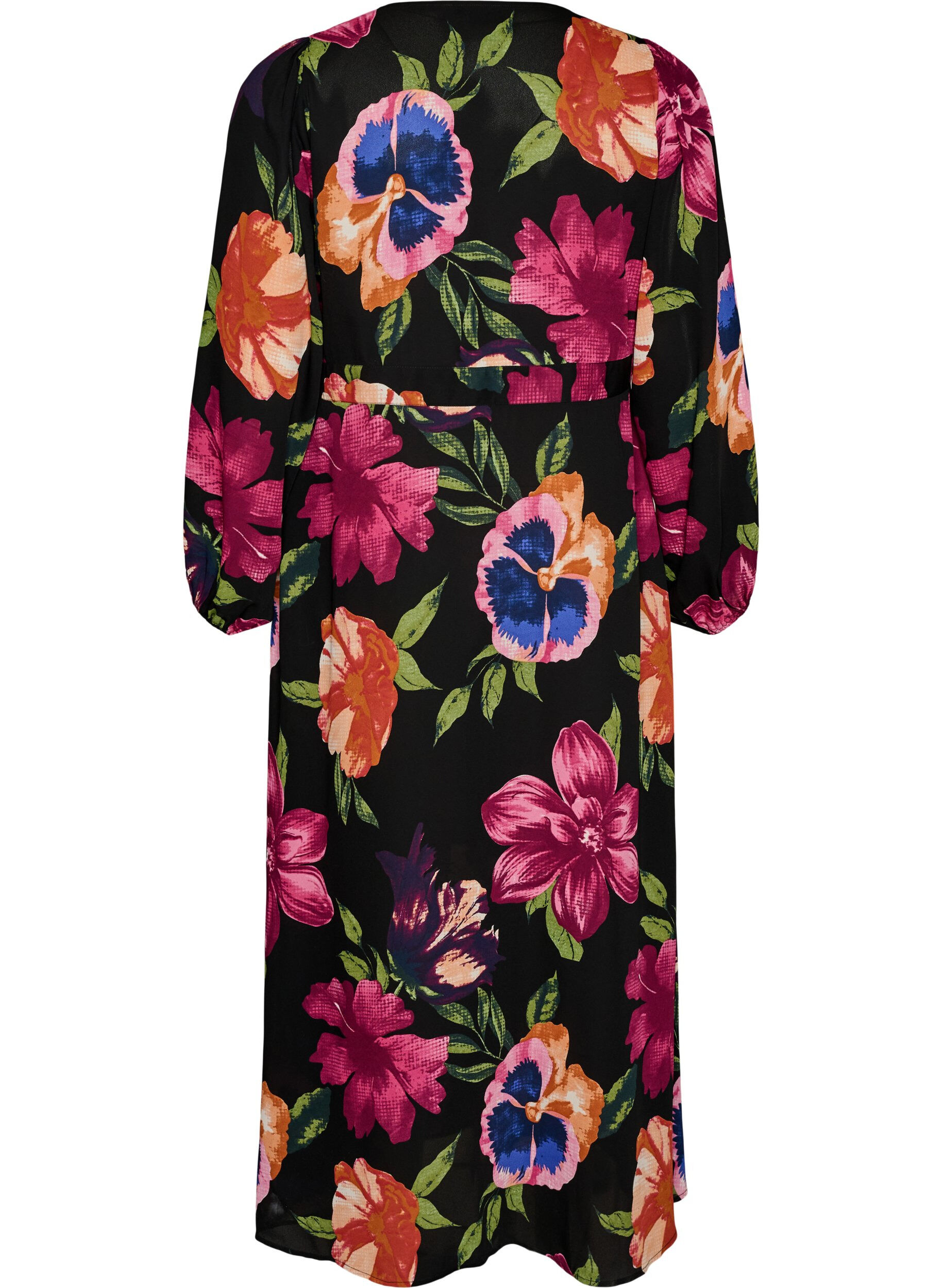 ZizziMaxikl&auml;nning med omlottringning och l&aring;nga &auml;rmar, Svart, Packshot image number 1