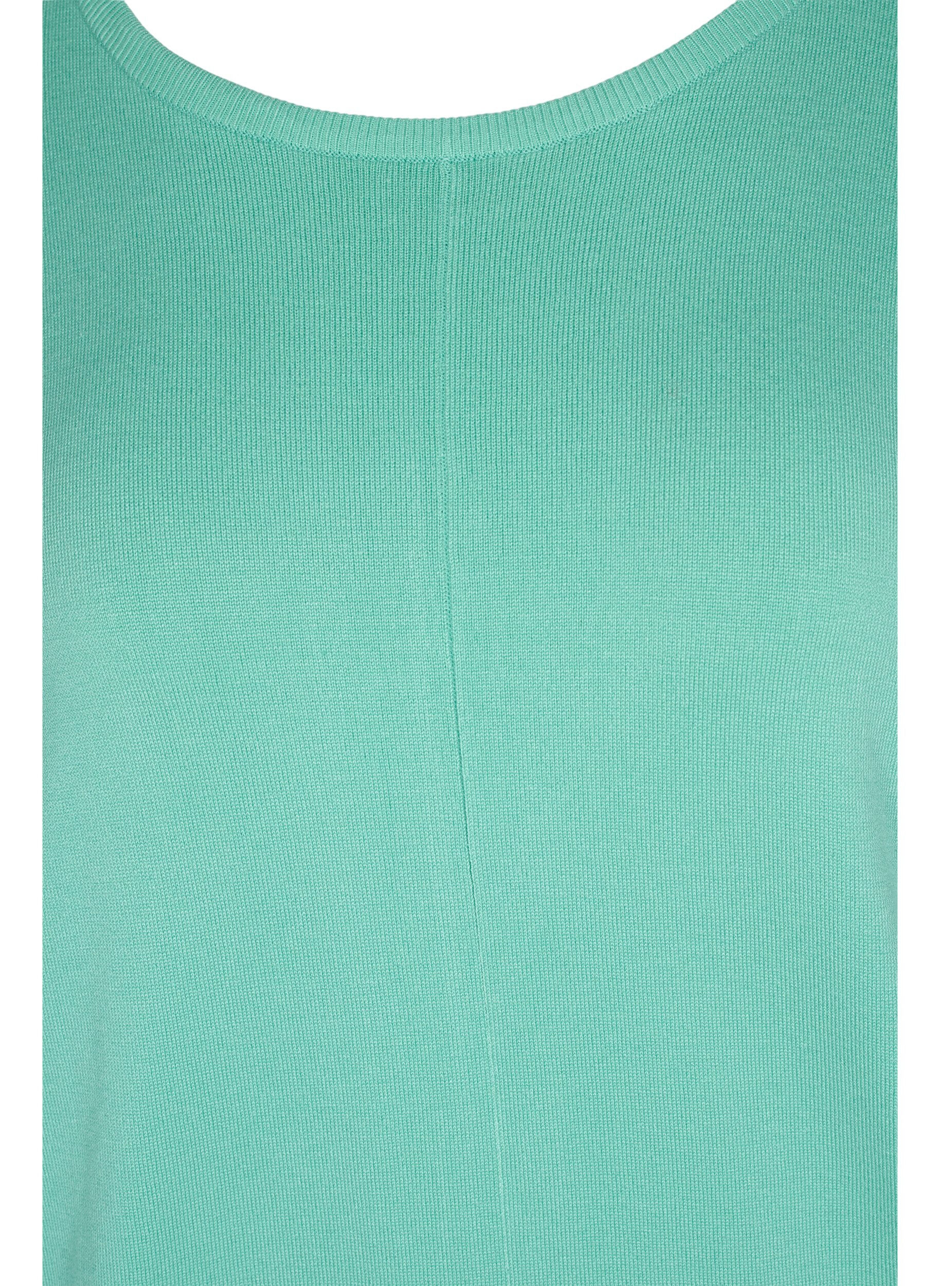 Zizzi Stickad blus, Dusty Jade Green, Packshot image number 2