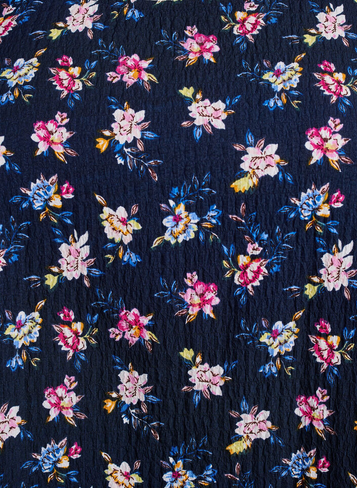 Kort&auml;rmad blus med struktur, Bl&aring;, Packshot image number 2