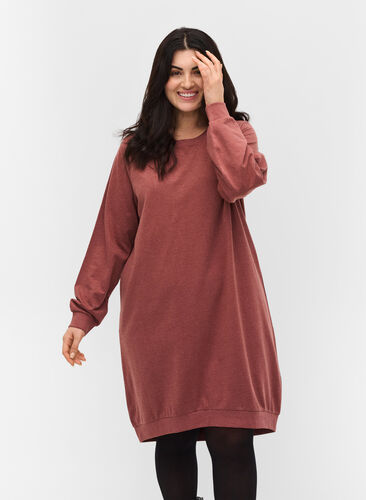 Sweatshirtklänning med långa ärmar, Apple Butter Mel, Model image number 0