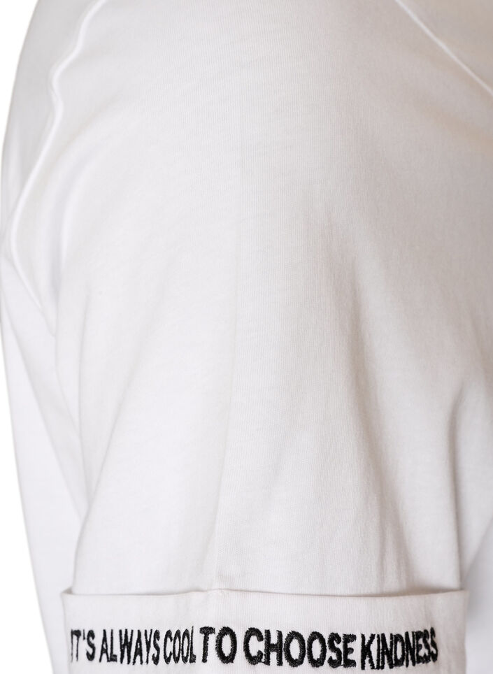 T-shirt i bomull med broderad text, Vit, Packshot image number 3