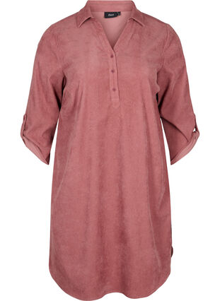 Sammetsklänning med 3/4 ärmar och knappar, Deco Rose, Packshot image number 0