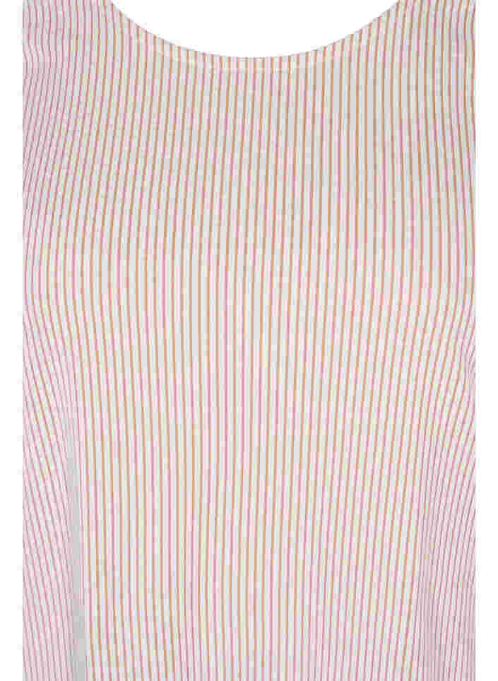 Randig blus med 3/4-ärmar, Pecan Brown Stripe, Packshot image number 2
