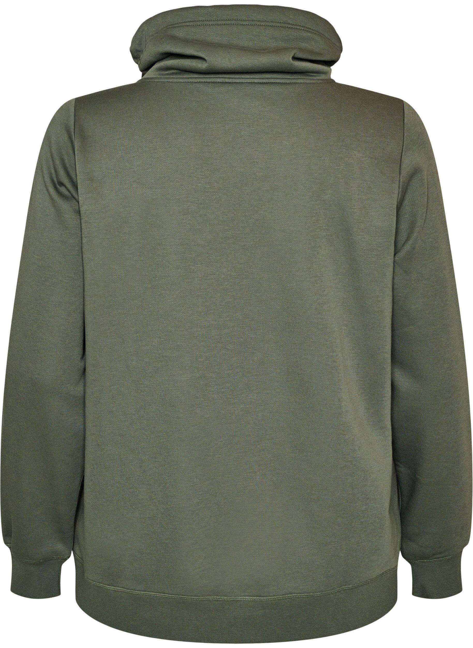 ZizziSweatshirt med h&ouml;g krage och fickor, Gr&ouml;n, Packshot image number 1