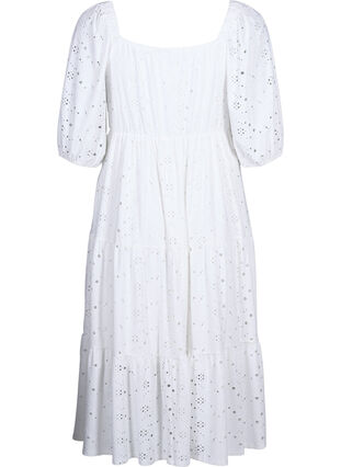 Maxiklänning med spetsmönster och fyrkantig halsringning, Bright White, Packshot image number 1
