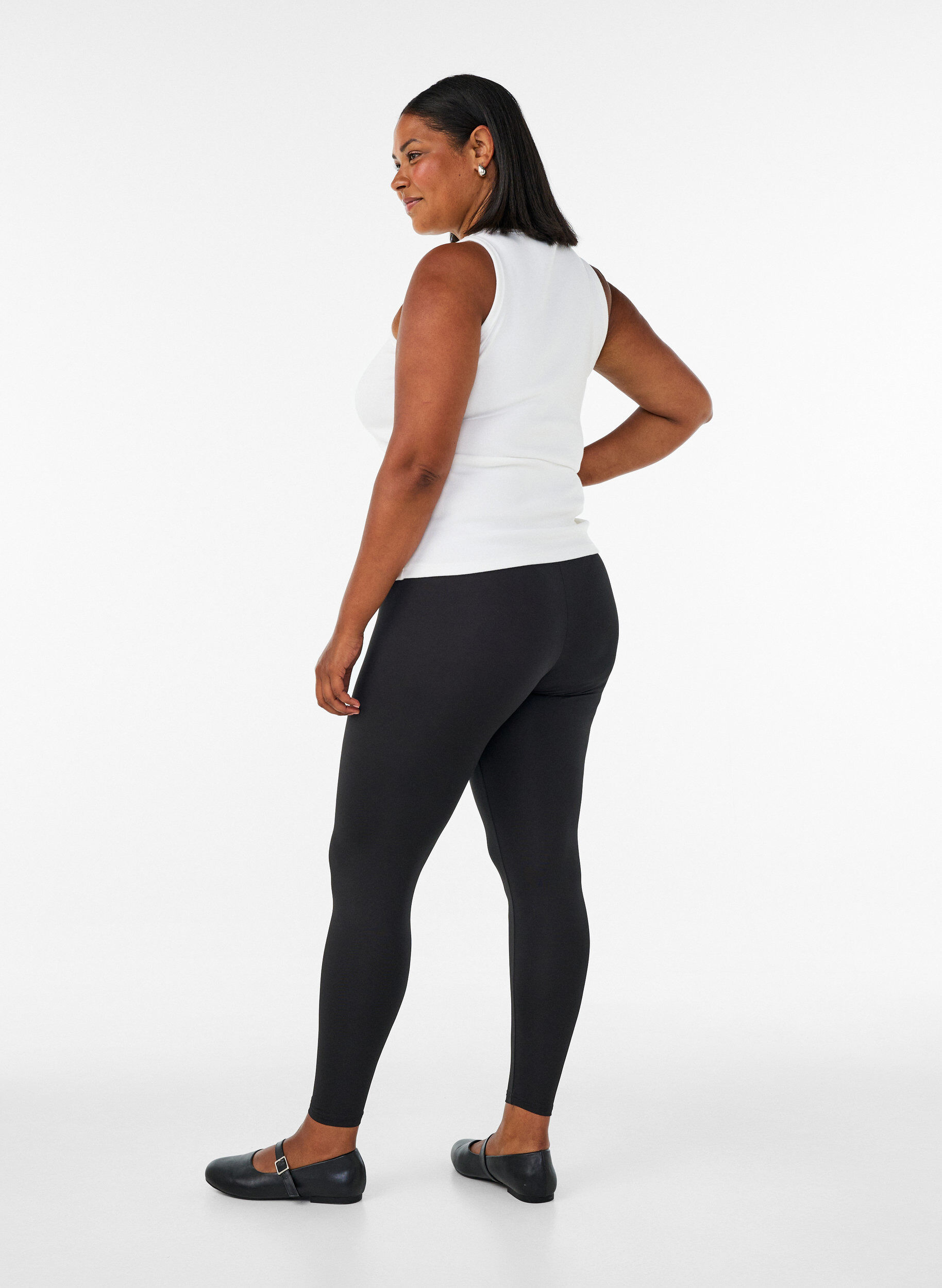 Zizzi2-pack basic leggings, Svart, Model image number 2