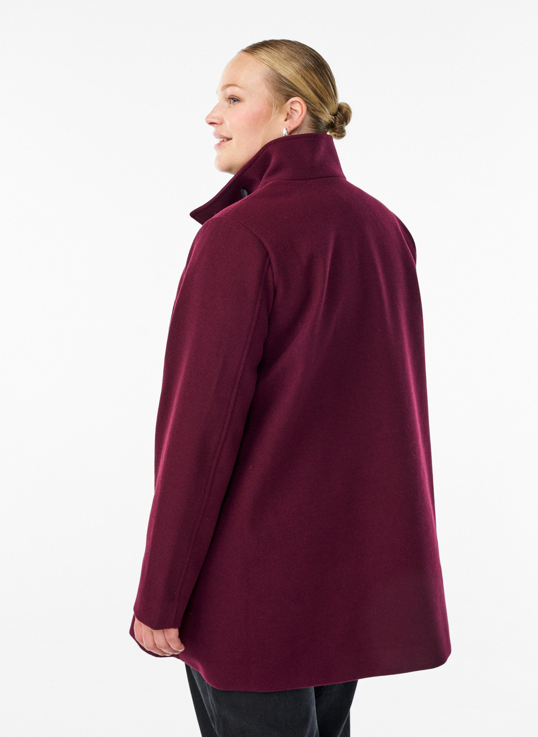 ZizziKort kappa med a-linjeformad passform, M&ouml;rk Bordeaux, Model image number 2