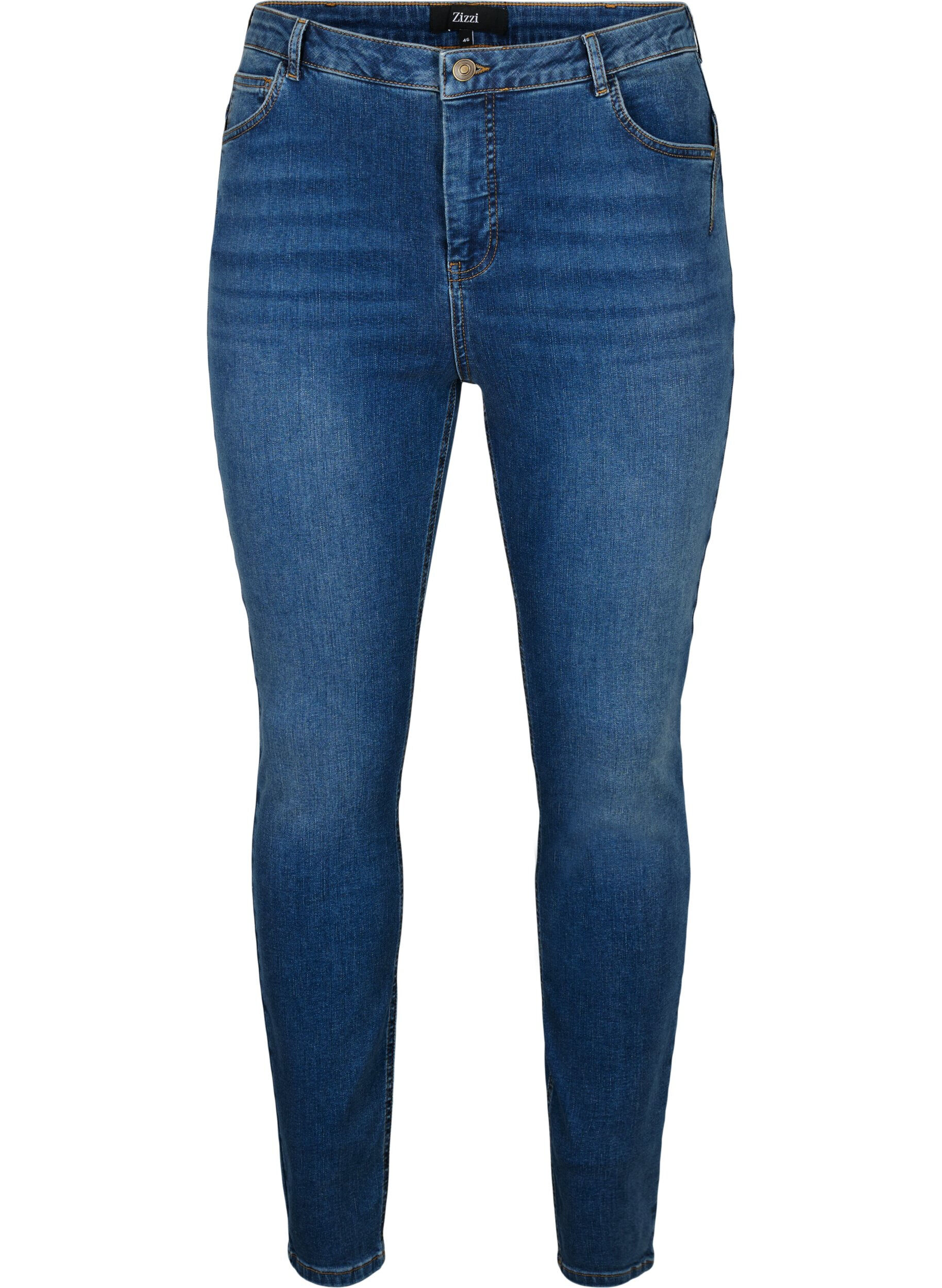 Zizzi Amy-jeans med superslimmad passform och h&ouml;g midja, Blue denim, Packshot image number 0