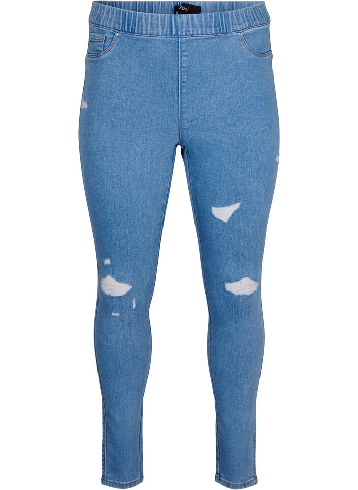 Rippade jeggings, Light Blue, Packshot image number 0
