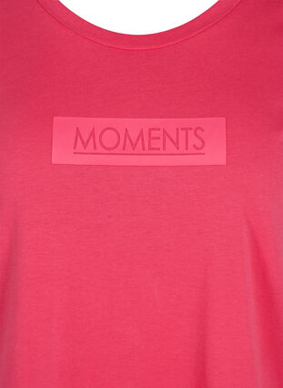 T-shirt i bomull med tryck, Raspberry TEXT, Packshot image number 2