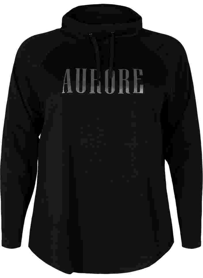 Sweatshirt med hög krage, Black, Packshot image number 0