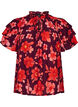 Blommig blus i viskos med volang&auml;rmar, Lila, Packshot image number 0