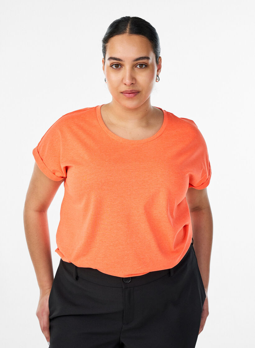 Neonf&auml;rgad bomulls t-shirt, Orange, Model image number 0