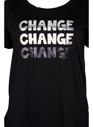 T-shirt i bomull med korta ärmar, Black Change, Packshot image number 2