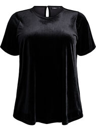 Kortärmad topp i velour, Svart