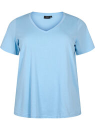Kortärmad t-shirt med v-hals, Placid Blue