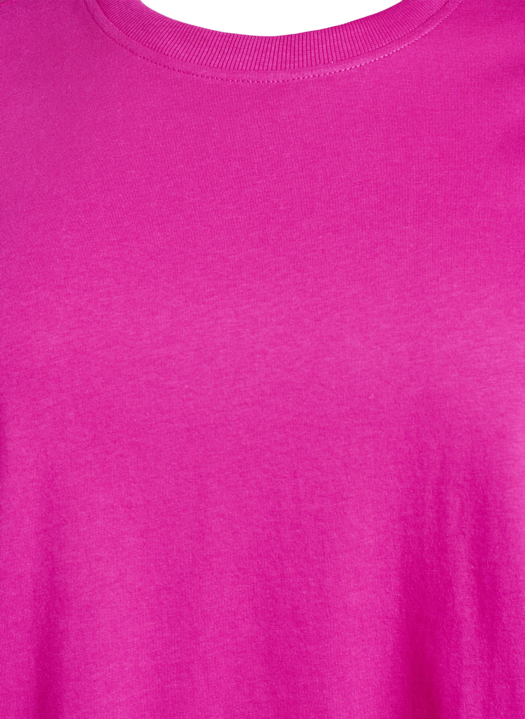 Zizzi Enkel t-shirt i bomull med rund halsringning, Rosa, Packshot image number 2