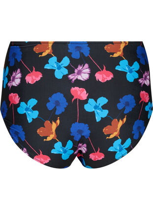 Bikiniunderdel med tryck och hög midja, Black Flower AOP, Packshot image number 1
