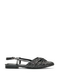 Glittrig slingback med rosett, Svart