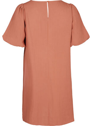 A-linjeformad viskosklänning med korta ärmar, Copper Brown, Packshot image number 1