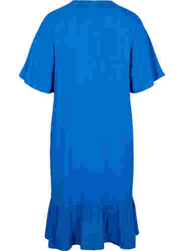 Kortärmad klänning i viskos med v-ringning, Classic Blue, Packshot image number 1