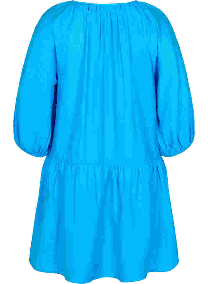 A-linjeformad tunika med 3/4-ärmar, Brilliant Blue, Packshot image number 1