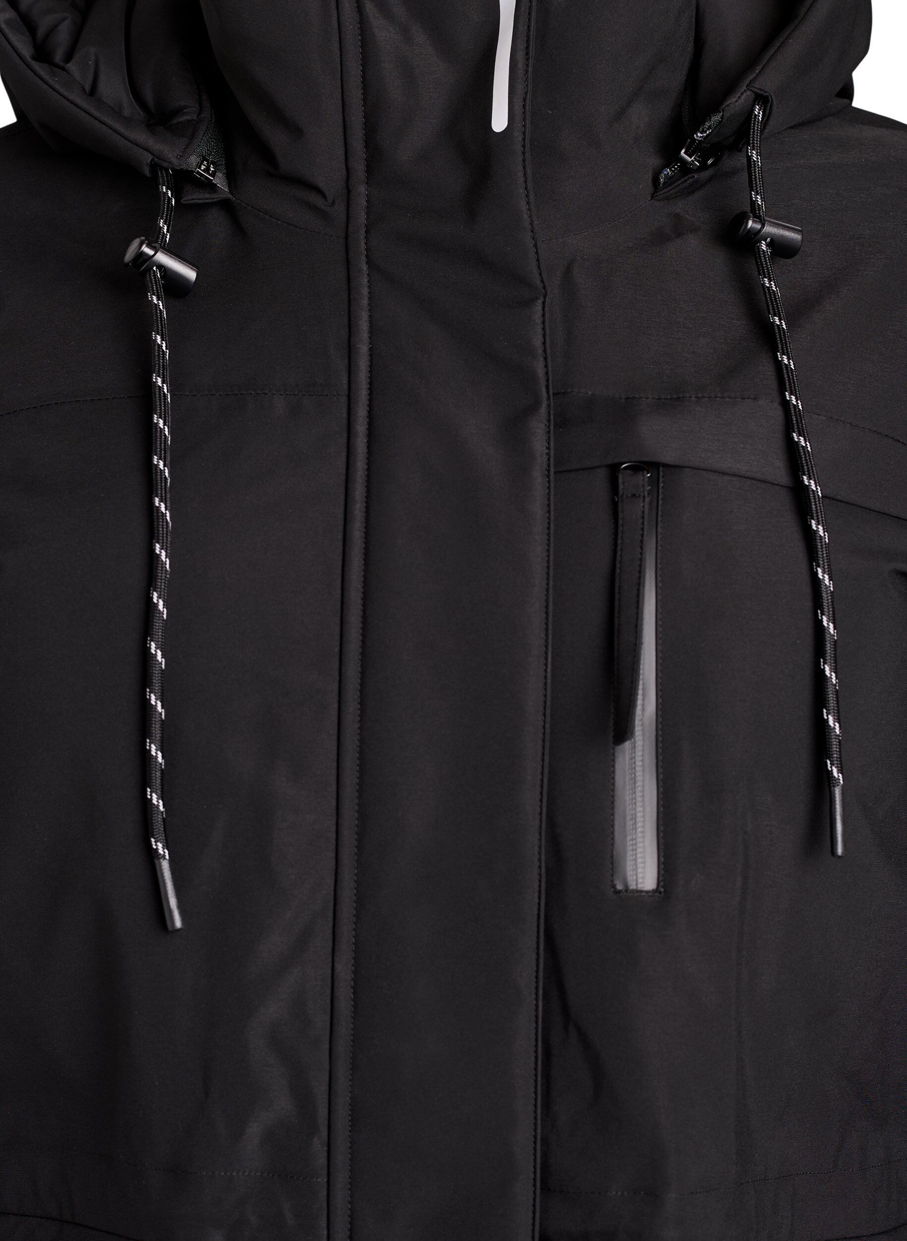 ZizziVattenavvisande parkas med huva och funktionella detaljer, Svart, Packshot image number 2