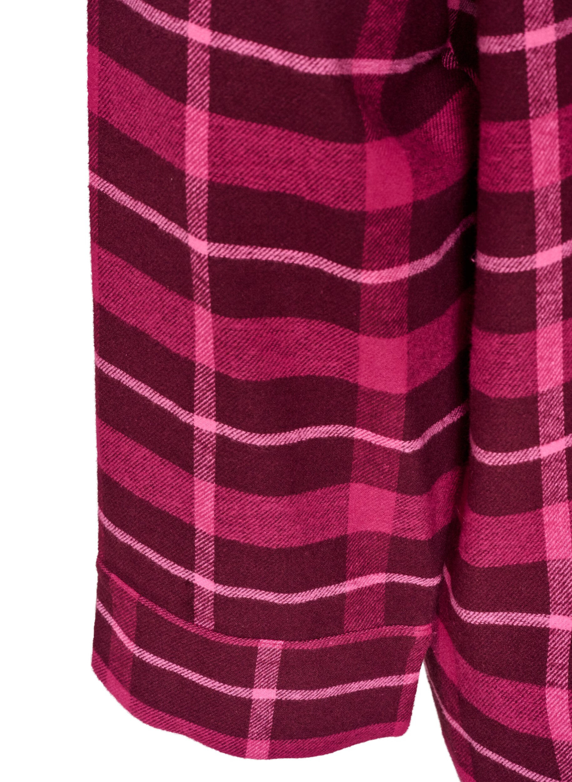 ZizziRutig pyjamasskjorta i bomull med l&aring;nga &auml;rmar, R&ouml;d, Packshot image number 3
