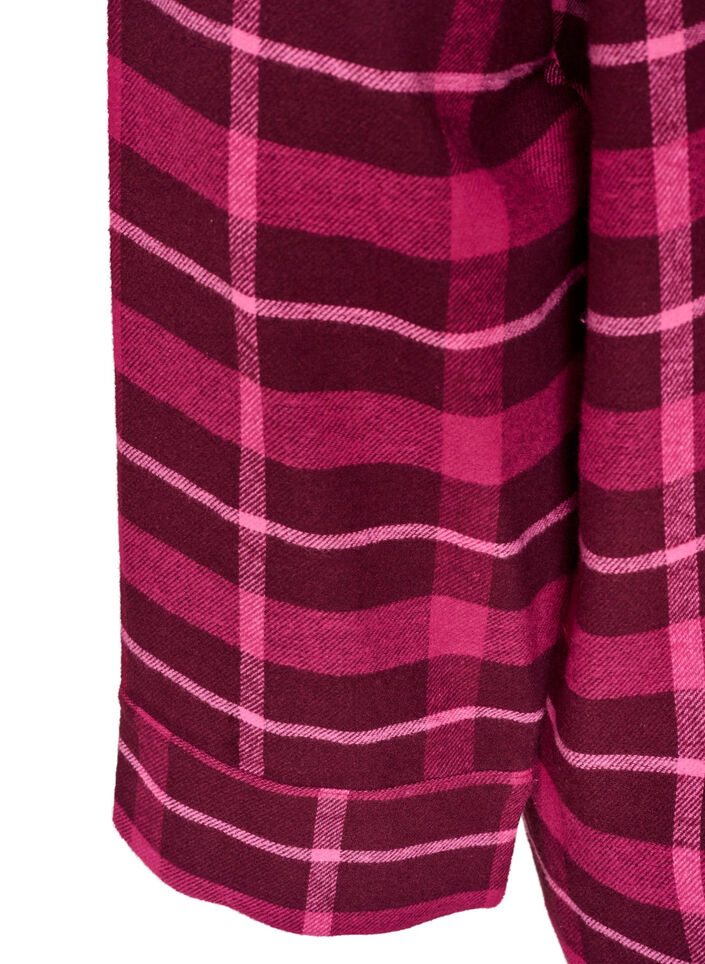 Rutig pyjamasskjorta i bomull med l&aring;nga &auml;rmar, R&ouml;d, Packshot image number 3