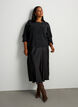 Midikjol i satin, Svart, Model image number 0