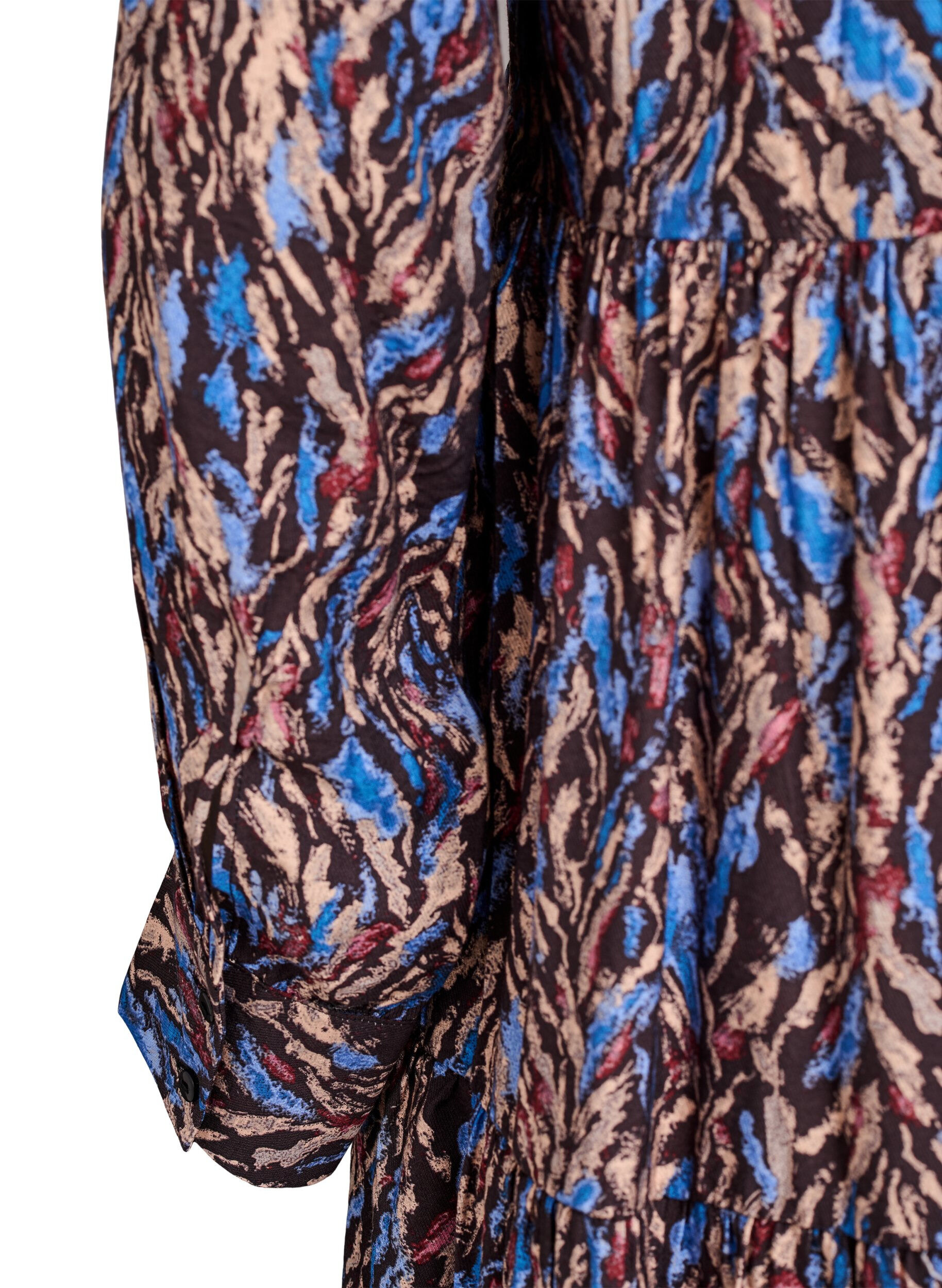 Zizzi A-linjeformad kl&auml;nning med volangkrage, Bl&aring;, Packshot image number 3