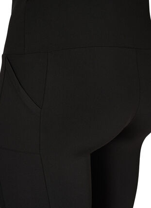 Åtsittande shorts med hög midja och fickor, Black, Packshot image number 3
