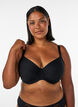 Vadderad BH i mikrofiber med rutigt m&ouml;nster, Svart, Model image number 0